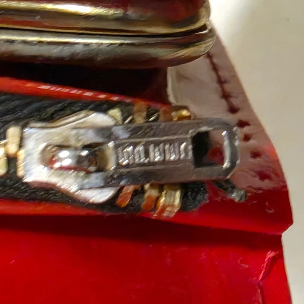 Vintage Wallet Red Patent Kiss Lock Zippered Clutch Organizer